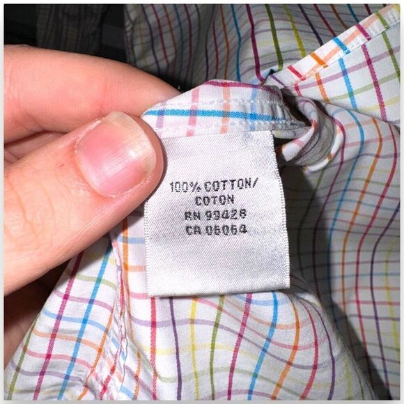 Bugatchi Uomo Technicolor Check Shaped-Fit Dress Shirt 15 M - Picture 9 of 11